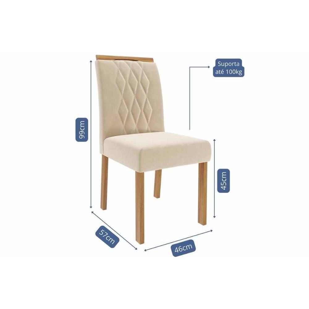 Conjunto: Mesa De Cozinha Flora Tampo Madeirado 95x95cm E 4 Cadeiras Juliana Cinamomo - Carvalho-suede Nude Bege - Cimol - 2