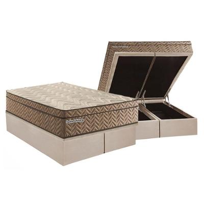 Cama Box Baú King: Colchão Molas Masterpocket Ensacadas Paropas Safira Uniface + Base Crc Suede Clean (193x203)