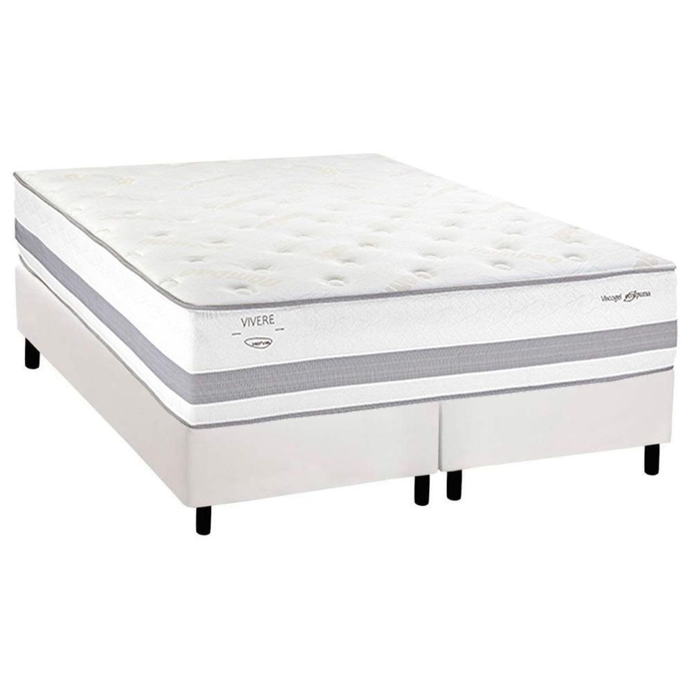 Cama Box Queen: Colchão Molas Masterpocket Ensacadas Herval C1741 + Base Crc Corano White (158x198) - 1