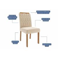 Conjunto: Mesa De Cozinha ágata Tampo Madeirado 180x90cm E 6 Cadeiras Paola Cinamomo - Carvalho-linho Bege - Cimol - 6