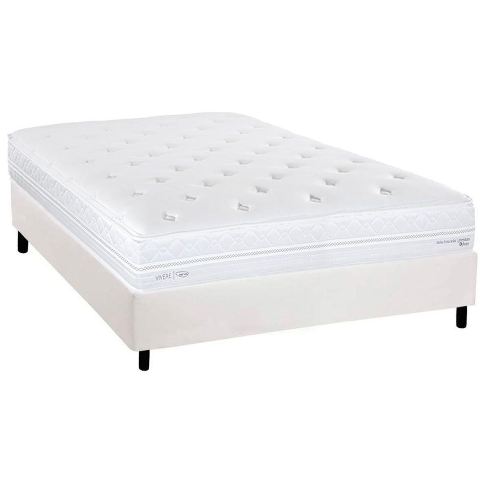 Cama Box Casal: Colchão Molas Masterpocket Ensacadas Herval C1782 + Base Crc Corano White (138x188) - 1