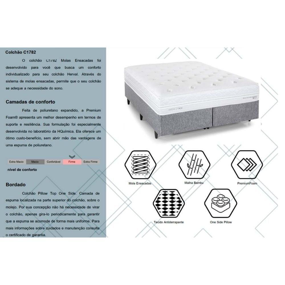 Cama Box Casal: Colchão Molas Masterpocket Ensacadas Herval C1782 + Base Crc Corano White (138x188) - 2