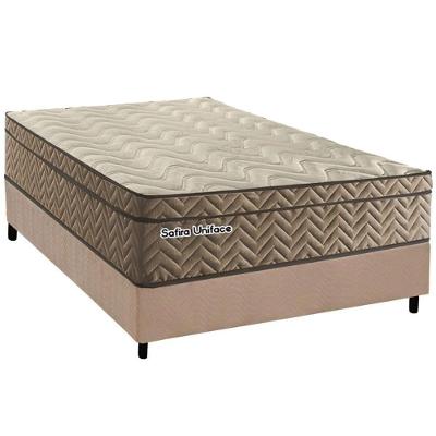 Cama Box Casal: Colchão Molas Masterpocket Ensacadas Paropas Safira Uniface + Base Crc Suede Clean (138x188)