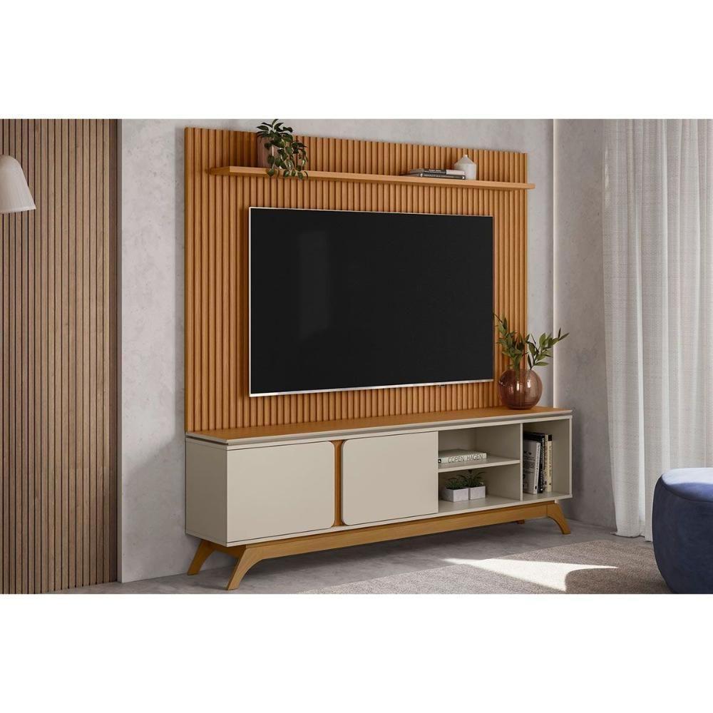 Estante P- Sala Até 75 Pol Istambul-genova 2 Pta 1 Prat C- Pés 200x194cm Nature-off White - Linea Brasil - 1