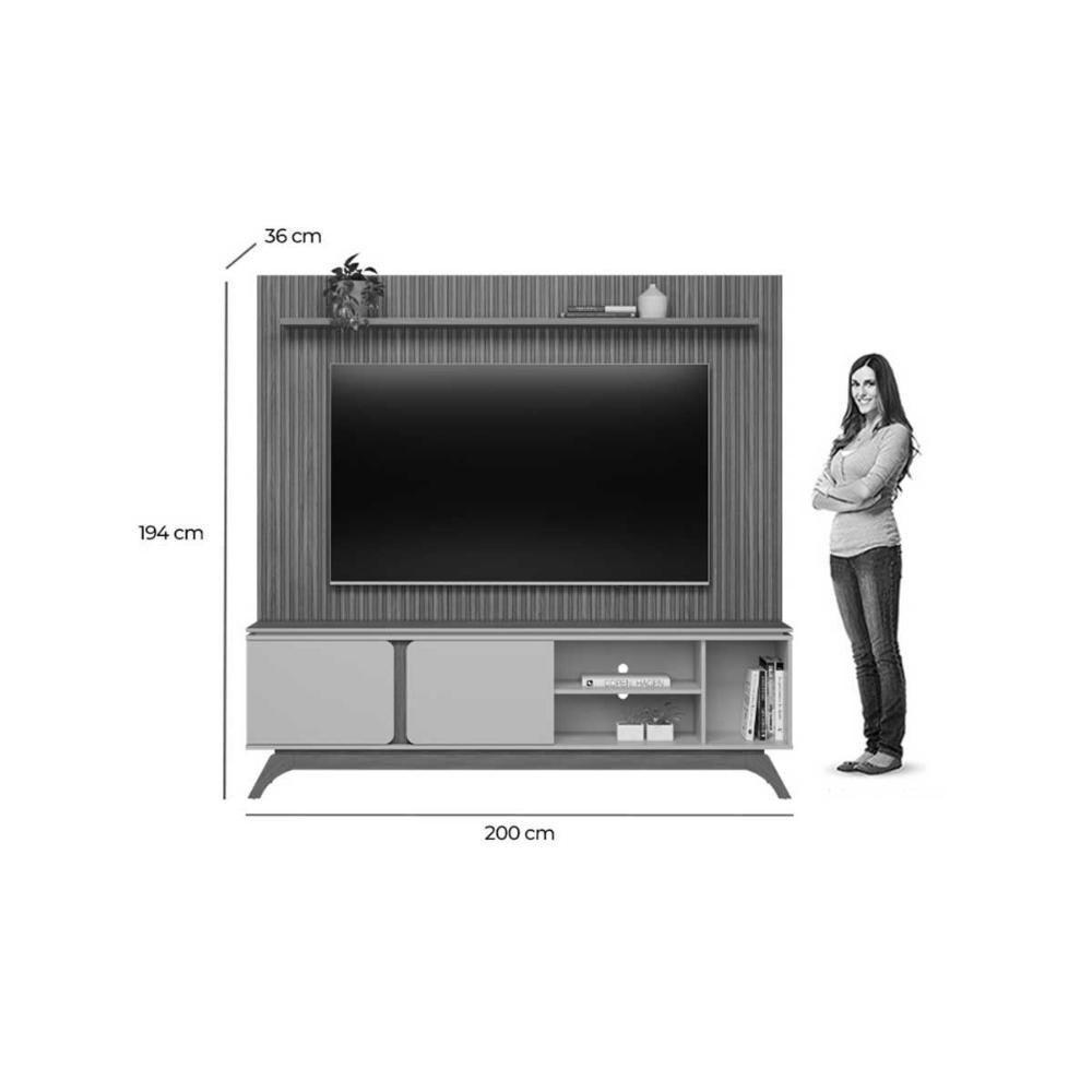 Estante P- Sala Até 75 Pol Istambul-genova 2 Pta 1 Prat C- Pés 200x194cm Nature-off White - Linea Brasil - 3