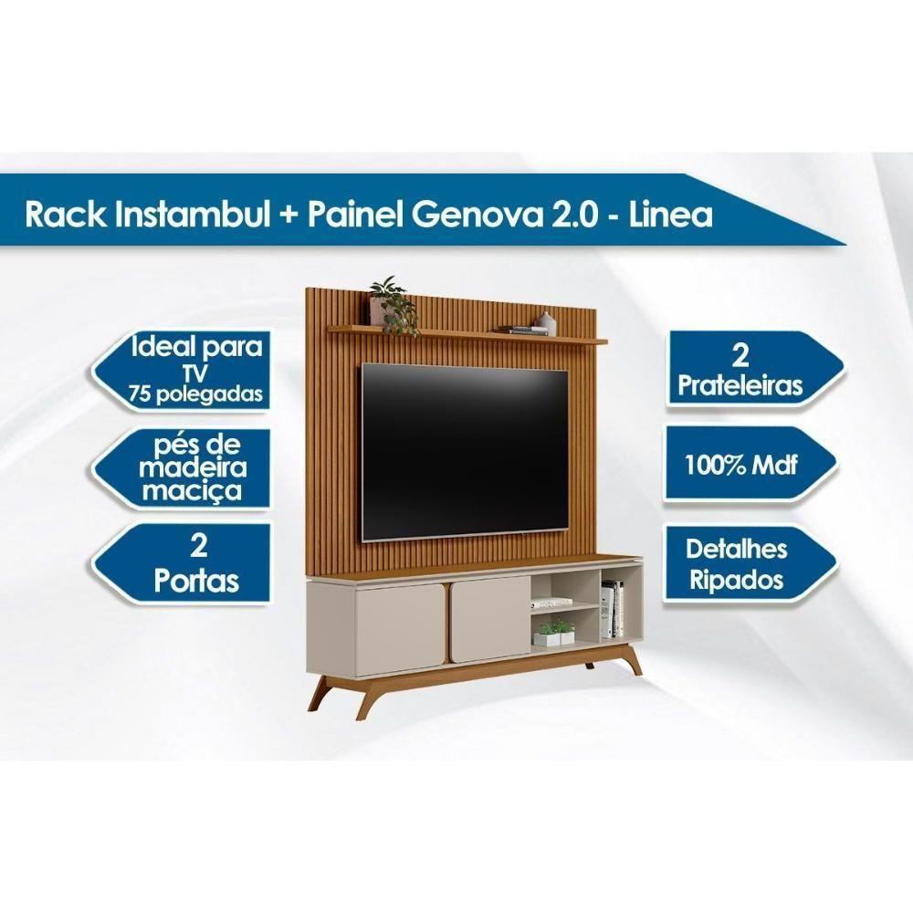 Estante P- Sala Até 75 Pol Istambul-genova 2 Pta 1 Prat C- Pés 200x194cm Nature-off White - Linea Brasil - 4