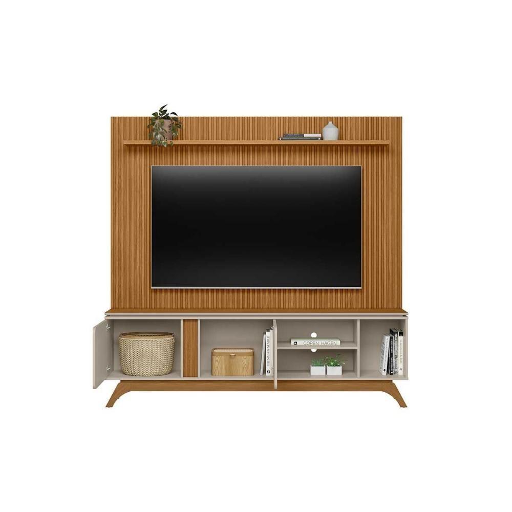 Estante P- Sala Até 75 Pol Istambul-genova 2 Pta 1 Prat C- Pés 200x194cm Nature-off White - Linea Brasil - 5