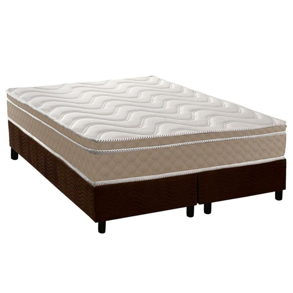 Cama Box Queen: Colchão Ortopédico Paropas D33 Conforto Ultra Firme + Base Crc Suede Brown (158x198) - 1