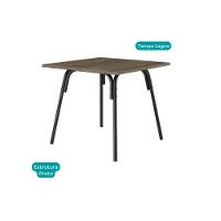 Conjunto: Mesa Sala Jantar 1569 Aço C- Tampo Madeirado 90x90cm E 4 Cadeiras 1736 Preto-legno - Preto - Carraro