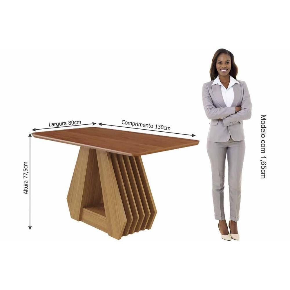 Conjunto: Mesa De Cozinha ágata Tampo Madeirado 130x80cm E 4 Cadeiras Fernanda Cinamomo - Carvalho-linho Bege - Cimol - 4