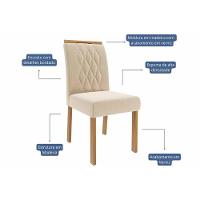 Conjunto: Mesa De Cozinha Flora Tampo Madeirado 95x95cm E 4 Cadeiras Juliana Cinamomo - Carvalho-suede Nude Bege - Cimol - 3