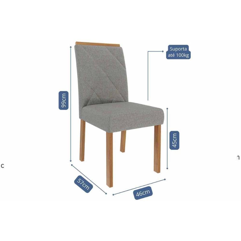 Conjunto: Mesa De Cozinha Flora Tampo Madeirado 109cm E 4 Cadeiras Fernanda Cinamomo - Carvalho-linho Grafite - Cimol - 4