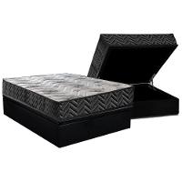 Cama Box Baú Casal: Colchão Espuma D45 Paropas Pasquale Wave Black + Base Crc Suede Black (138x188) - 1