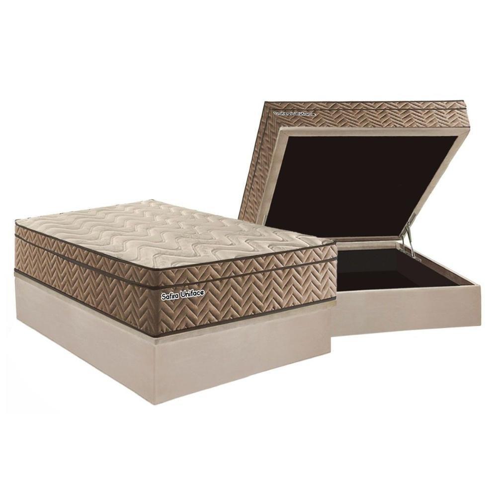 Cama Box Baú Casal: Colchão Molas Masterpocket Ensacadas Paropas Safira Uniface + Base Crc Suede Clean (138x188) - 1