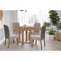 Conjunto: Mesa De Cozinha Flora Tampo Madeirado 109cm E 4 Cadeiras Paola Cinamomo - Carvalho-linho Grafite - Cimol - 1