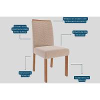 Conjunto: Mesa Sala Jantar Ester Tampo Madeirado 210x100cm E 8 Cadeiras Clarice Cinamomo - Carvalho-linho Bege - Cimol - 3