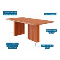 Conjunto: Mesa Sala Jantar Ester Tampo Madeirado 210x100cm E 8 Cadeiras Clarice Cinamomo - Carvalho-linho Bege - Cimol - 5