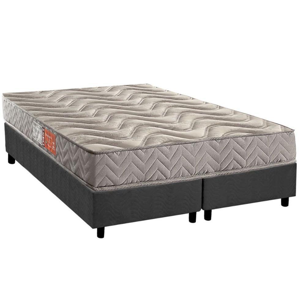 Cama Box Queen: Colchão Espuma D45 Paropas Pasquale Gray + Base Crc Suede Gray (158x198) - 1