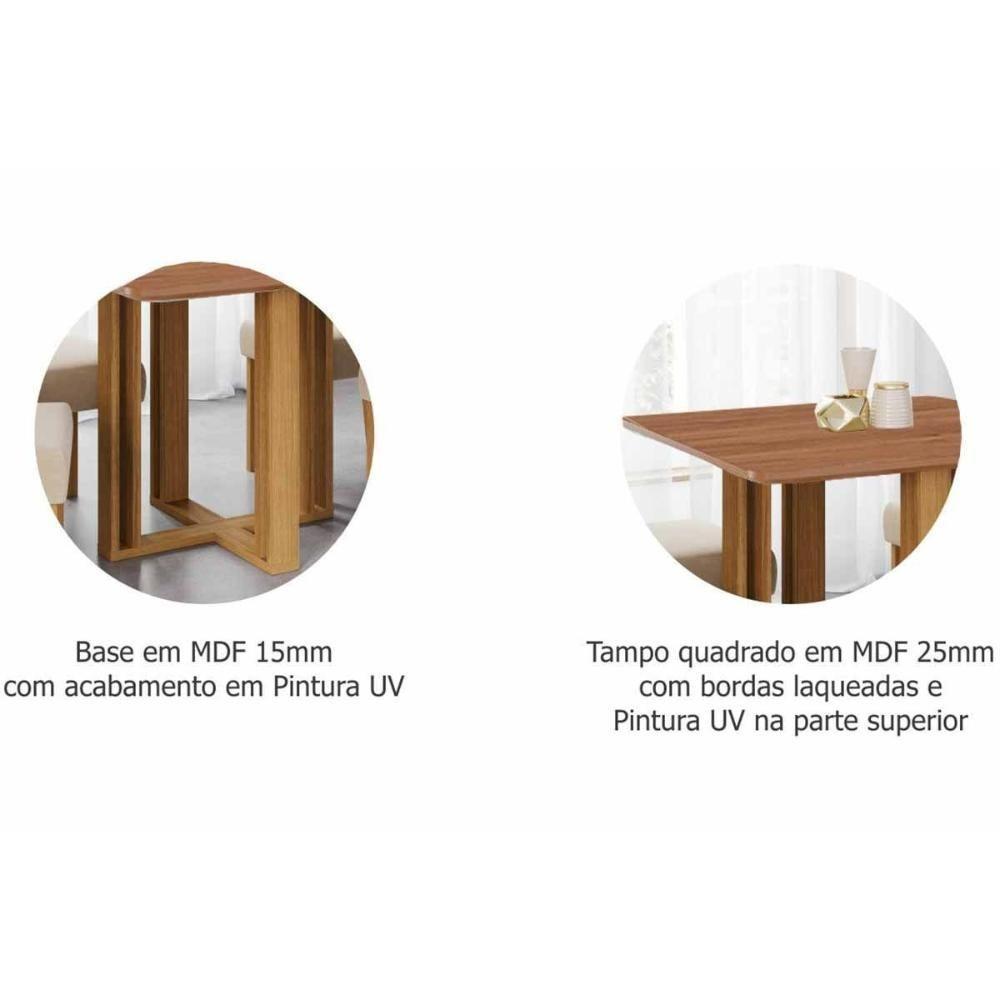 Conjunto: Mesa De Cozinha Flora Tampo Madeirado 95x95cm E 4 Cadeiras Fernanda Cinamomo - Carvalho-linho Grafite - Cimol - 7