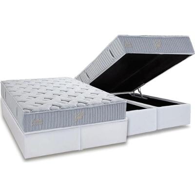 Cama Box Baú King: Colchão Molas Masterpocket Ensacadas Herval Premium + Base Crc Linhão White (193x203)