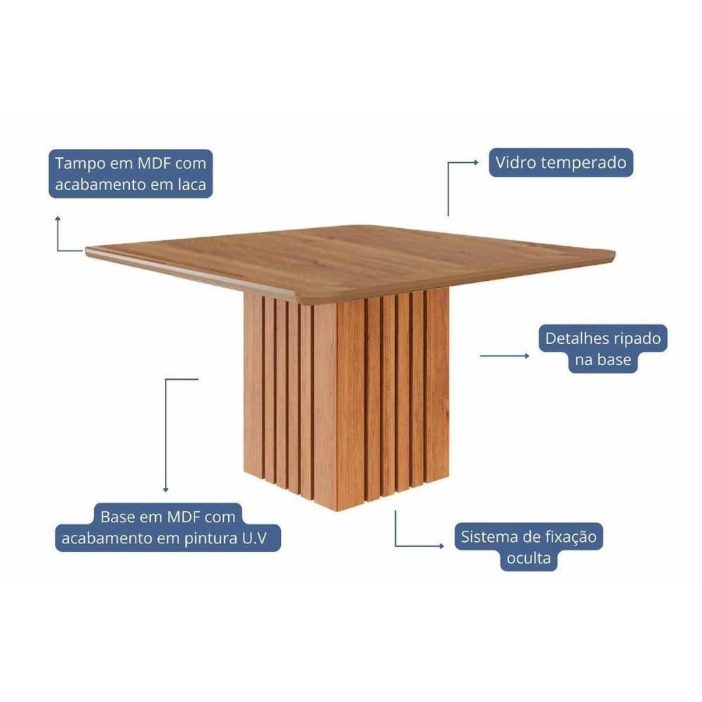 Conjunto: Mesa De Cozinha Ana Tampo Madeirado 130x80cm E 4 Cadeiras Paola Cinamomo - Carvalho-linho Bege - Cimol - 5