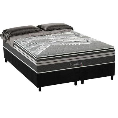 Cama Box Queen: Colchão Molas Masterpocket Ensacadas Paropas Excellent Grafite + Base Crc Suede Black (158x198)