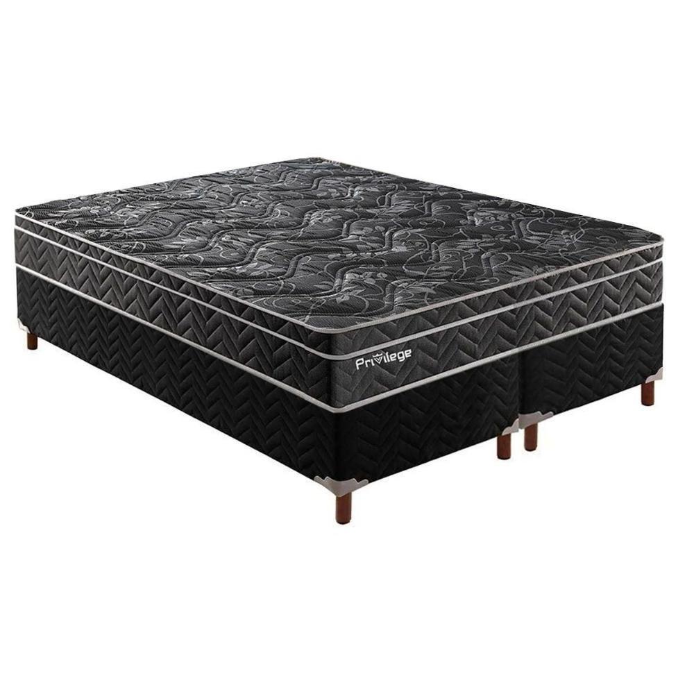Cama Box Queen: Colchão Molas Masterpocket Ensacadas Paropas Privilege + Base Crc Suede Black (158x198) - 1