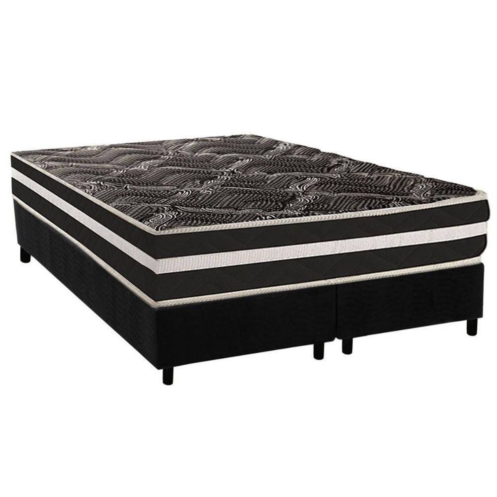 Cama Box Queen: Colchão Ortopédico Paropas D28 Ag80 Master Black Double Face + Base Crc Suede Black (158x198) - 1