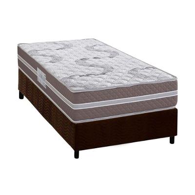 Cama Box Solteiro: Colchão Espuma D33 Herval Long Live + Base Crc Suede Brown (88x188)