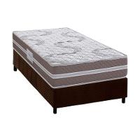 Cama Box Solteiro: Colchão Espuma D33 Herval Long Live + Base Crc Suede Brown (88x188) - 1