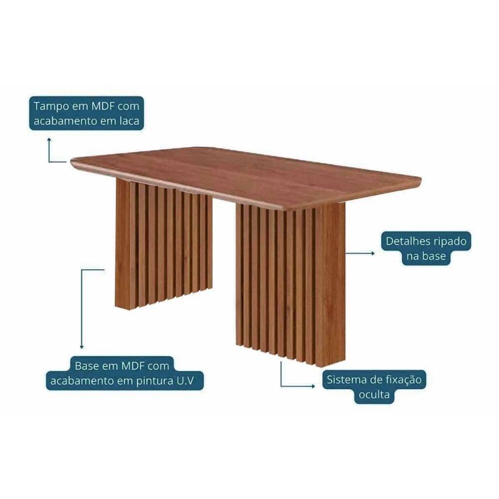 Conjunto: Mesa De Cozinha Ester Tampo Madeirado 180x90cm E 6 Cadeiras Fernanda Cinamomo - Carvalho-linho Bege - Cimol - 5