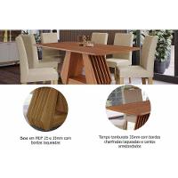 Conjunto: Mesa De Cozinha ágata Tampo Madeirado 180x90cm E 6 Cadeiras Clarice Cinamomo - Carvalho-linho Bege - Cimol - 7