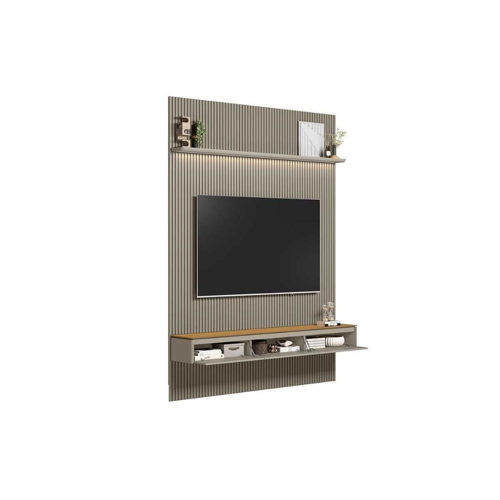 Estante P- Sala Até 85 Pol Modular 2.2 Ripado C- 2 Portas 1 Prat. 219x250cm Tauari-gris Fosco - Linea Brasil - 2