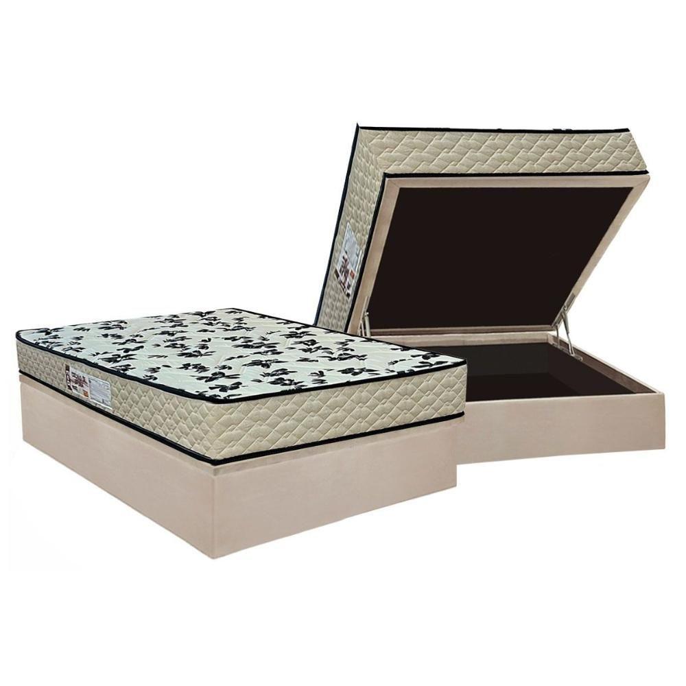 Cama Box Baú Casal: Colchão Espuma D33 Paropas Pasquale Wave Clean + Base Crc Suede Clean (138x188) - 1