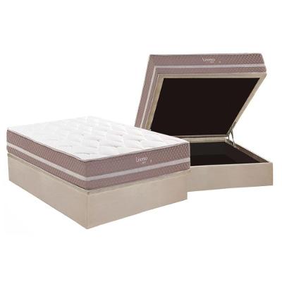 Conjunto Box Baú Casal: Colchão Molas Herval Maxspring Livorno + Base Crc Suede Clean (138x188)