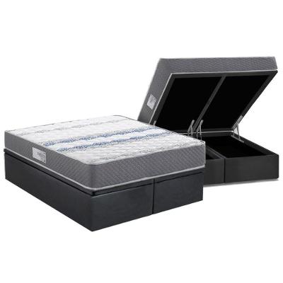 Cama Box Baú Queen: Colchão Anatômico Herval D60 - Ag65 Timeless + Base Crc Suede Gray (158x198)