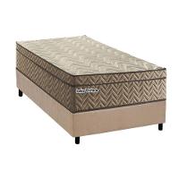 Cama Box Solteiro: Colchão Molas Ensacadas Paropas Safira Uniface + Base Crc Suede Clean (88x188) - 1