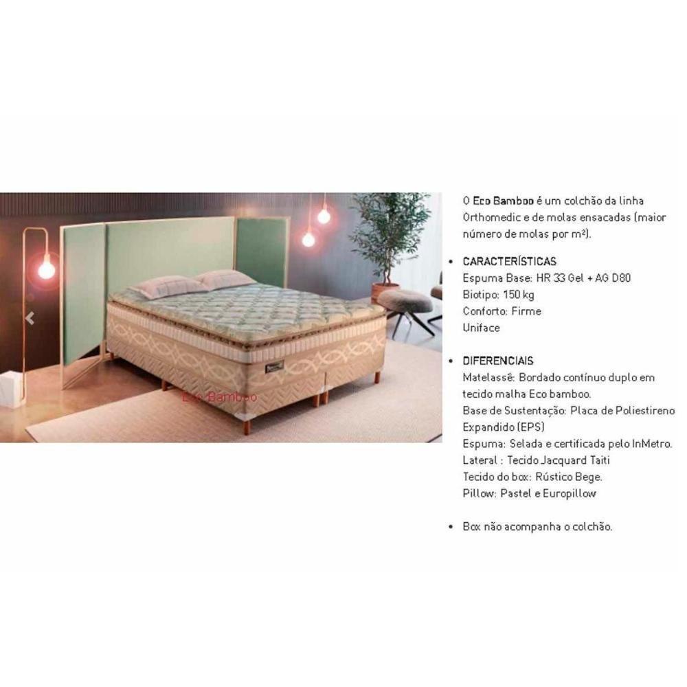 Cama Box Casal: Colchão Molas Ensacadas Paropas Eco Bamboo + Base Crc Suede Clean (138x188) - 5
