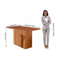 Conjunto: Mesa Sala Jantar Ana Tampo Madeirado 130x80cm E 4 Cadeiras Clarice Cinamomo - Carvalho-linho Bege - Cimol