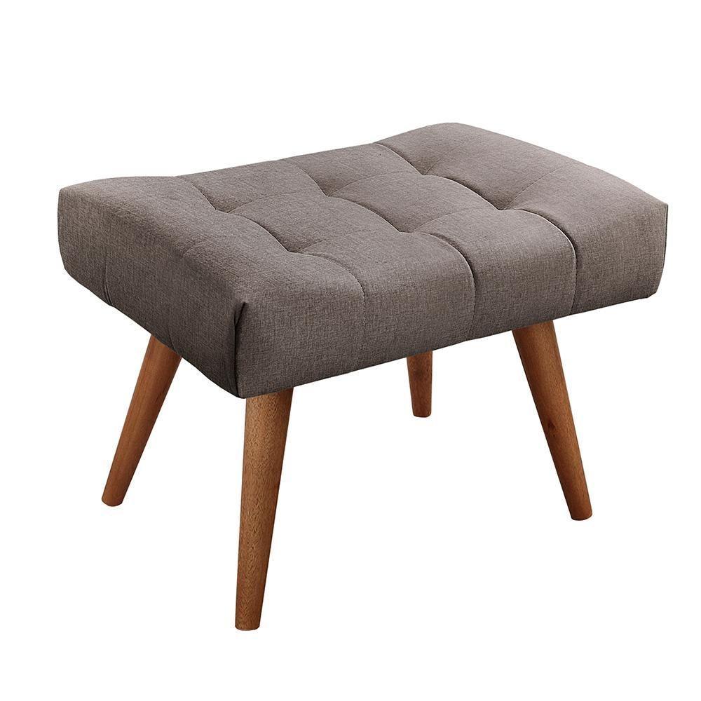 Puff Banqueta Theo Madeira Maciça Castellar Móbile Linho Cappuccino - 1