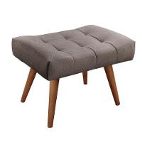 Puff Banqueta Theo Madeira Maciça Castellar Móbile Linho Cappuccino - 1