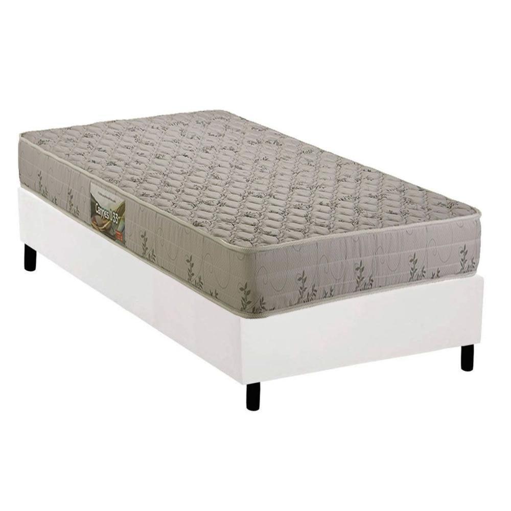 Cama Box Solteiro: Colchão Espuma D33 Herval Cannes + Base Crc Corano White (88x188) - 1