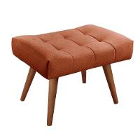 Puff Banqueta Theo Madeira Maciça Castellar Móbile Linho Terracota - 1
