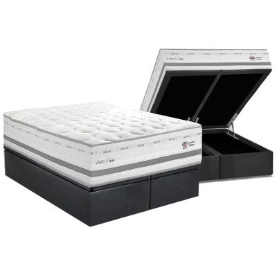 Conjunto Box Baú Queen: Colchão Molas Herval Maxspring C1756 C- Massagem + Base Crc Suede Gray (158x198)