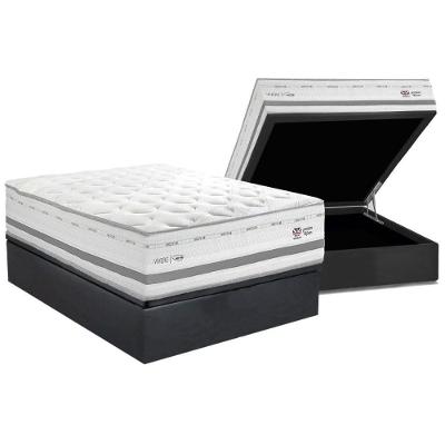Conjunto Box Baú Casal: Colchão Molas Herval Maxspring C1756 C- Massagem + Base Crc Suede Gray (138x188)