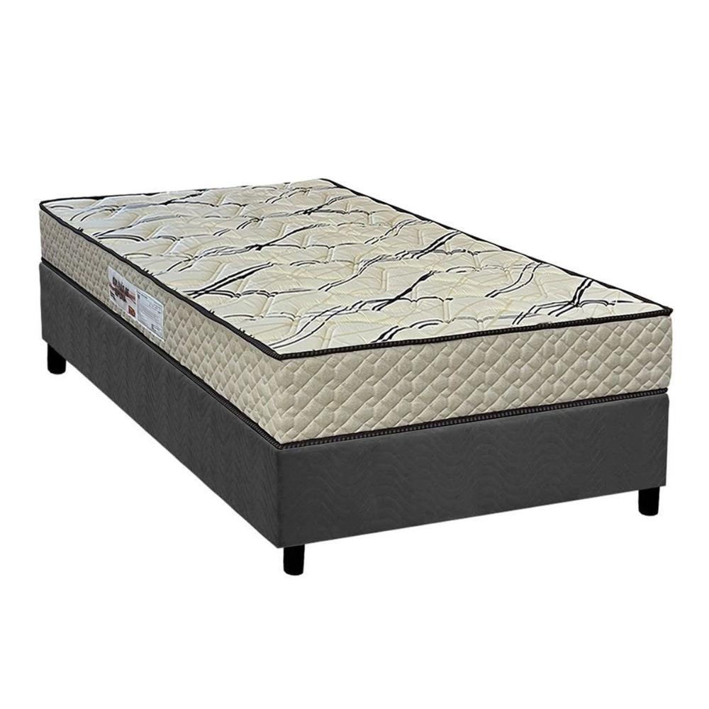Cama Box Solteiro: Colchão Espuma D33 Paropas Ag65 Max Sono + Base Crc Suede Gray (88x188) - 1