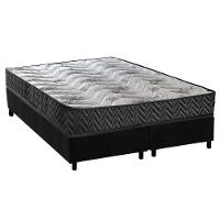 Cama Box Queen: Colchão Espuma D45 Paropas Pasquale Wave Black + Base Crc Suede Black (158x198) - 1