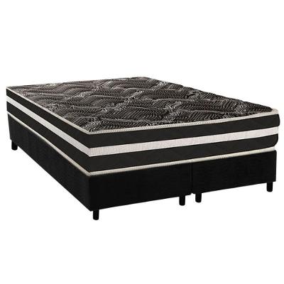 Conjunto Box Queen: Colchão Anatômico Paropas D28 Ag80 Master Black Double Face + Base Crc Suede Black (158x198)
