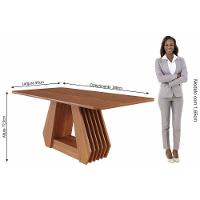 Conjunto: Mesa De Cozinha ágata Tampo Madeirado 180x90cm E 6 Cadeiras Paola Cinamomo - Carvalho-suede Nude Bege - Cimol - 3