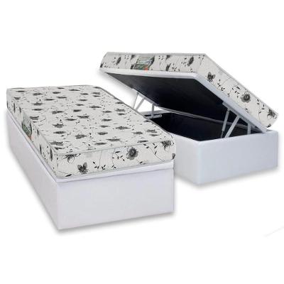 Conjunto Box Baú Solteiro: Colchão Espuma Herval D23 Sonum Black + Base Crc Linhão White (88x188)